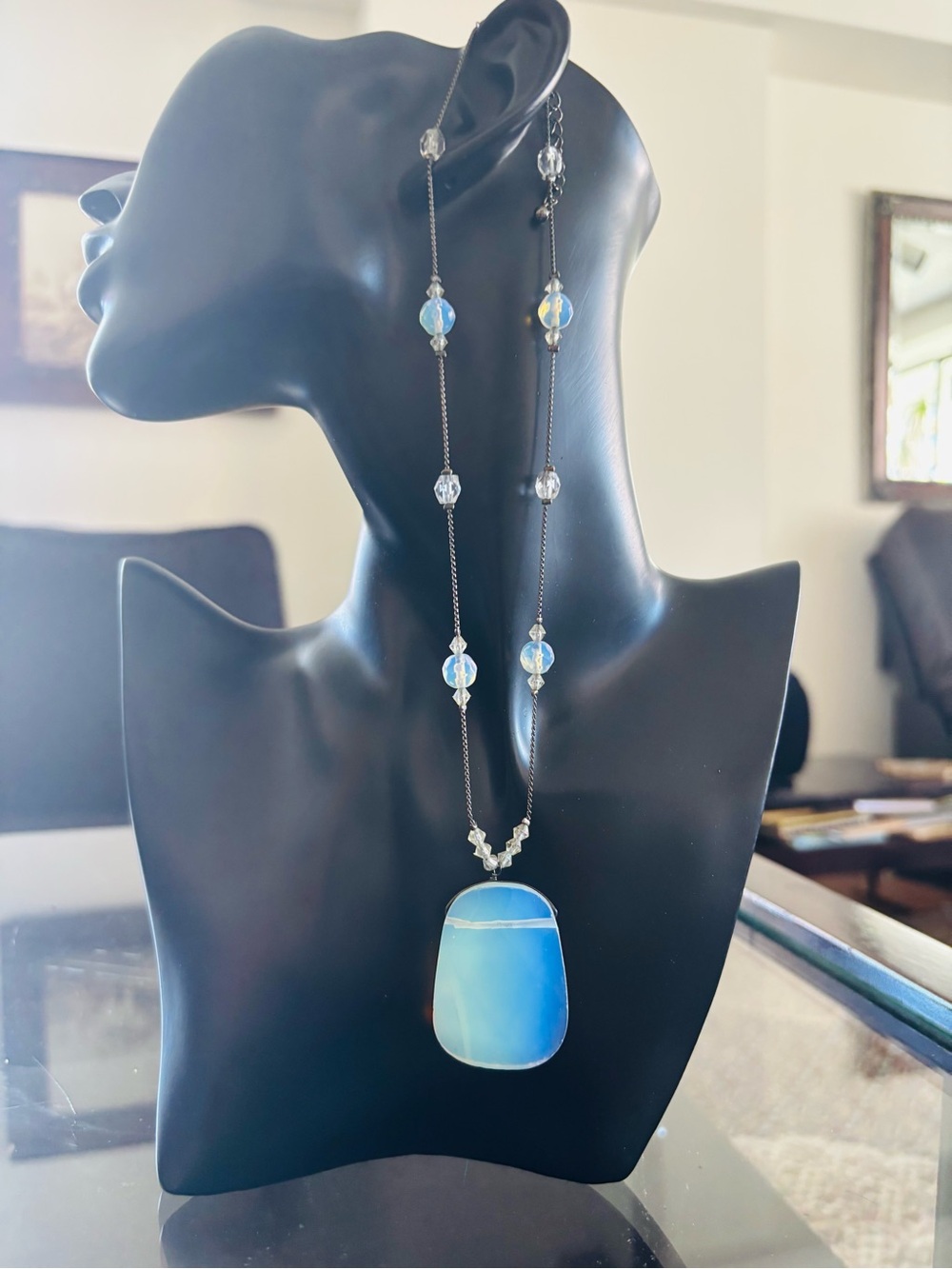 Necklace Moonstone Glass Opalite Sea Opal